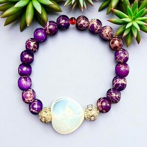 Purple Imperial Jasper Beaded Bracelet